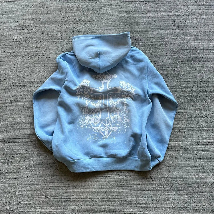 Casaco Casual Statement Street Style Cross Hoodie