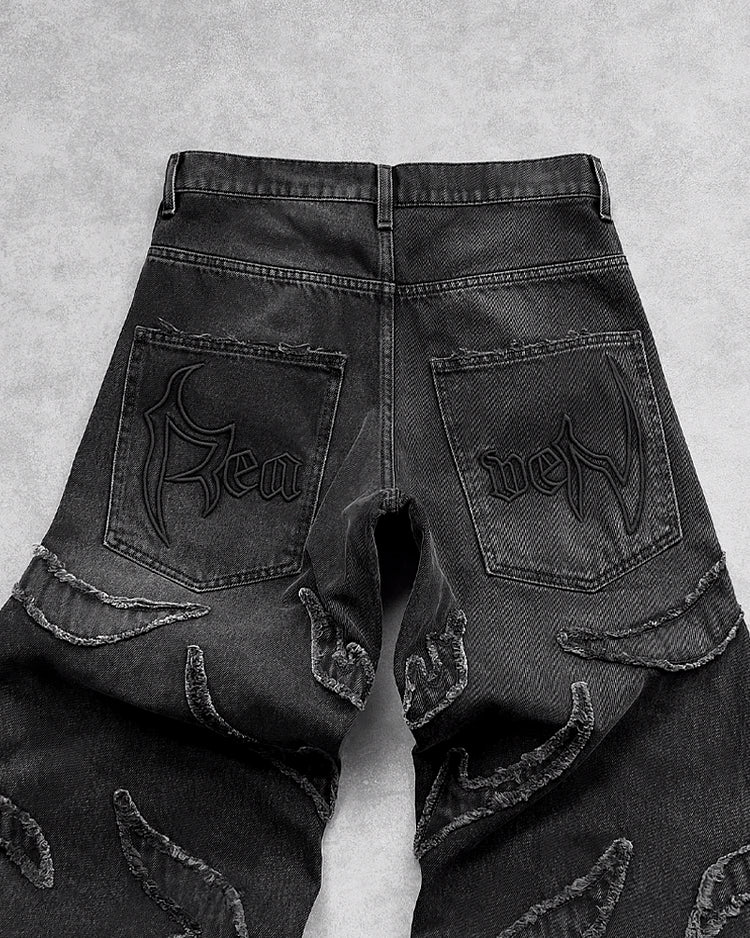 Calças Jeans largos pretos Y2K