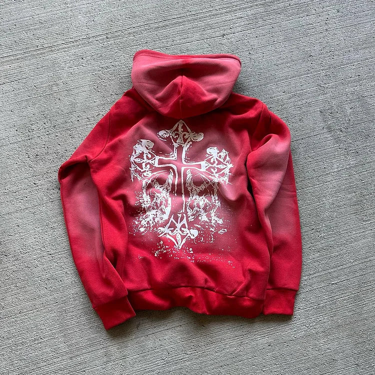 Casaco Casual Statement Street Style Cross Hoodie