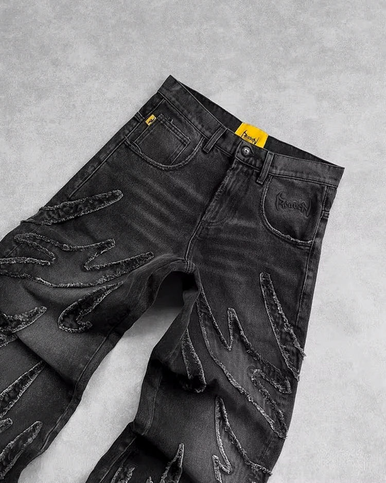 Calças Jeans largos pretos Y2K