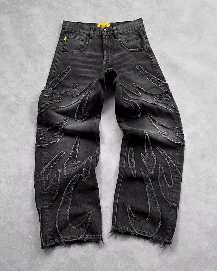 Calças Jeans largos pretos Y2K