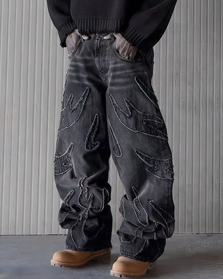 Calças Jeans largos pretos Y2K