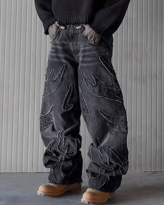 Calças Jeans largos pretos Y2K