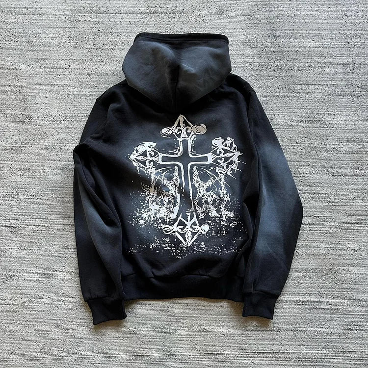 Casaco Casual Statement Street Style Cross Hoodie