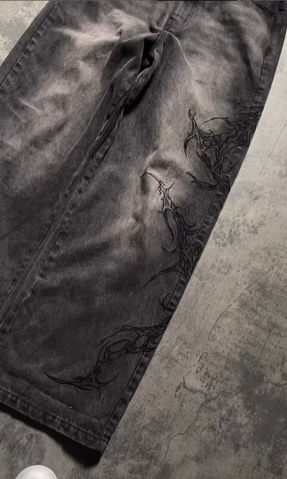 Calças Jeans Baggy Eternal Preta Cinza