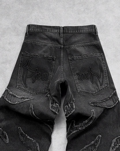 Calças Jeans largos pretos Y2K