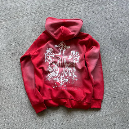 Casaco Casual Statement Street Style Cross Hoodie