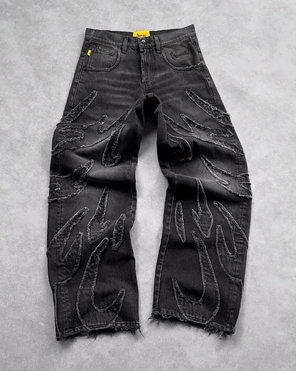 Calças Jeans largos pretos Y2K